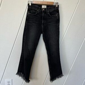 McGuire Denim Valletta Straight Black Wash Cropped Denim, 25